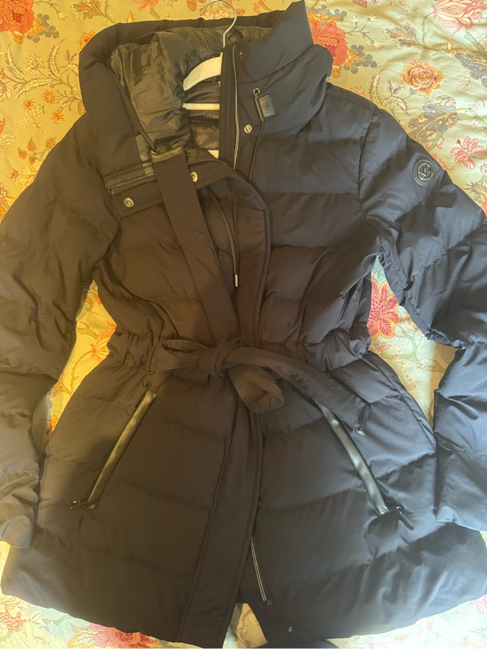 Michael Kors Black Quilted Belted Puffer Jacket